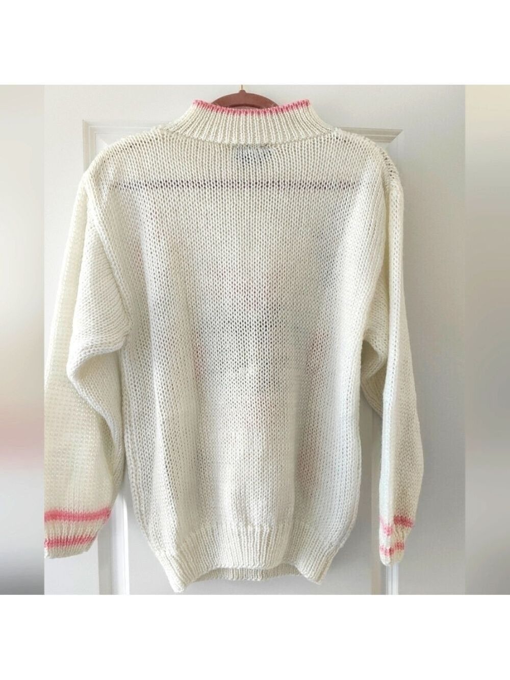 VINTAGE Impromptu White Chunky Knit Long Sleeve Sweater Size Large - Picture 4 of 6